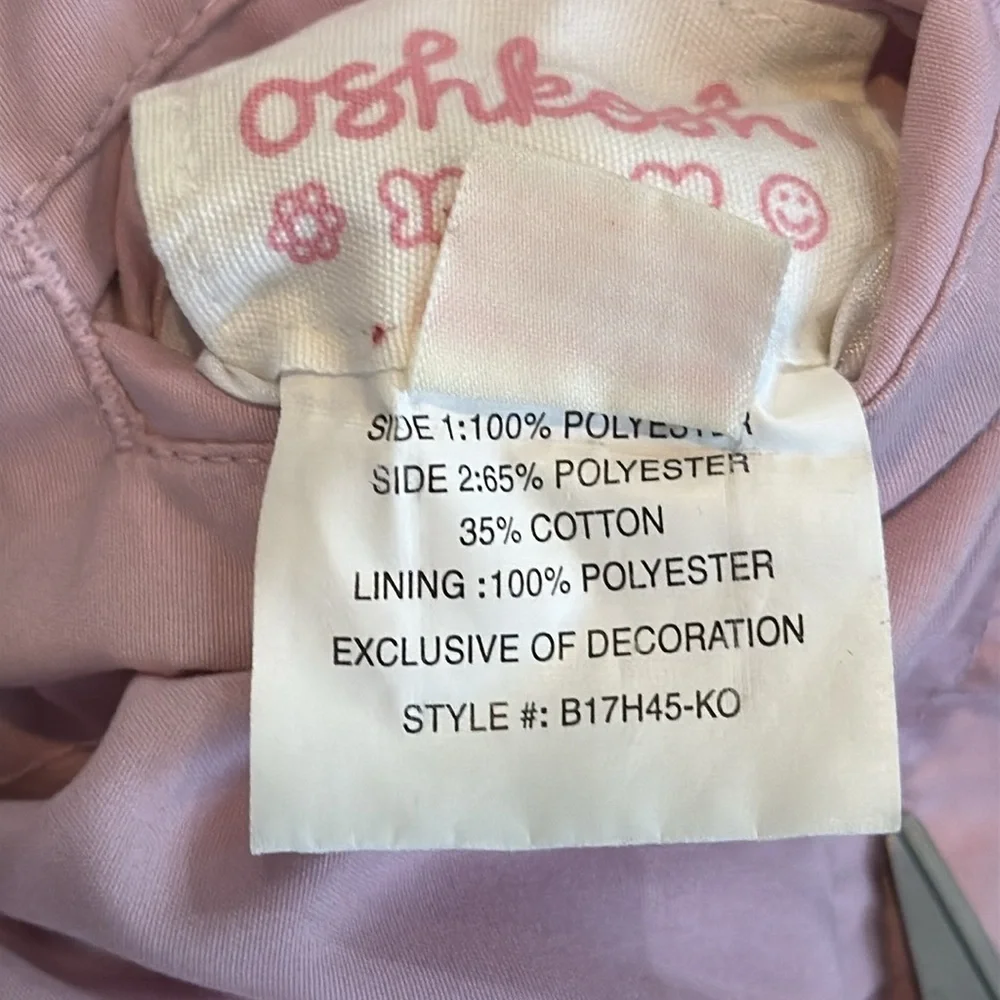 Oshkosh, pink lilac, lavender gingham, checked reversible, hooded jacket 6–9mos